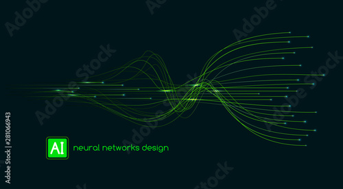 Neural networks design, AI concept, vector template