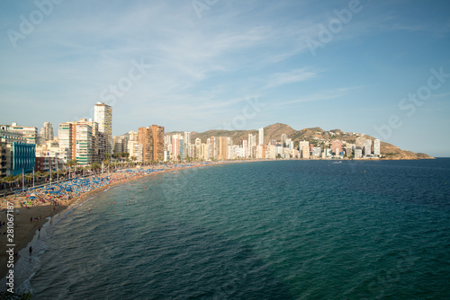 Panorama of Benidorm city with sandy beach