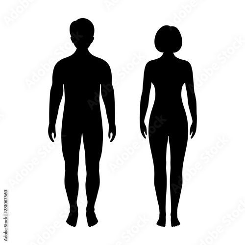 illustration of man and woman silhouettes in white background