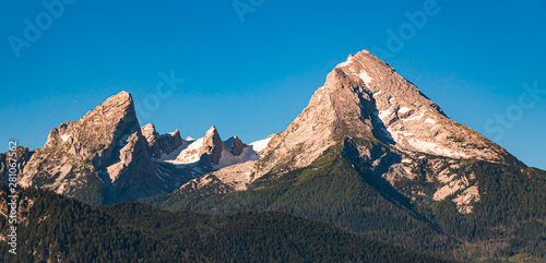 Beautiful morning view of the famous Watzmann at Berchtesgaden, Bavaria, Germany