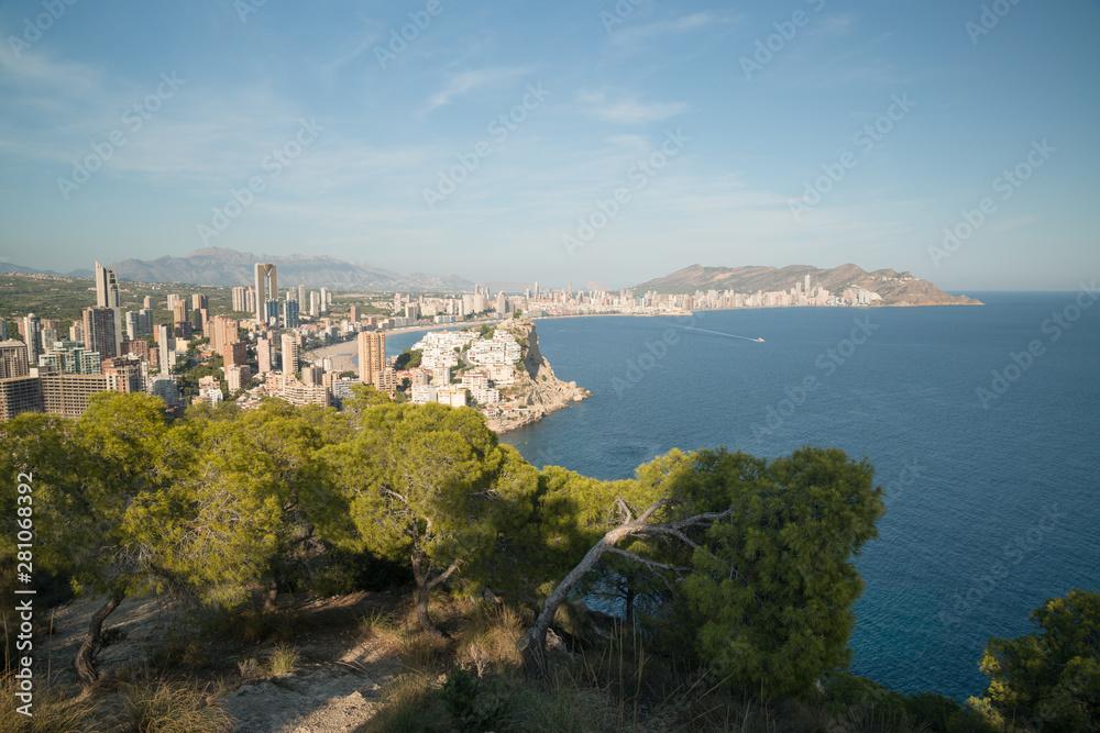 Naklejka premium Panorama of Benidorm city with sandy beach