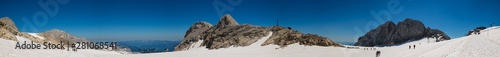High resolution stitched panorama of a beautiful alpine view at the famous Dachstein summit, Schladming, Steiermark, Austria © Martin Erdniss