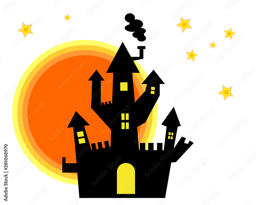 ハロウィン 城 月 星 夜 夜空 Stock Vector Adobe Stock