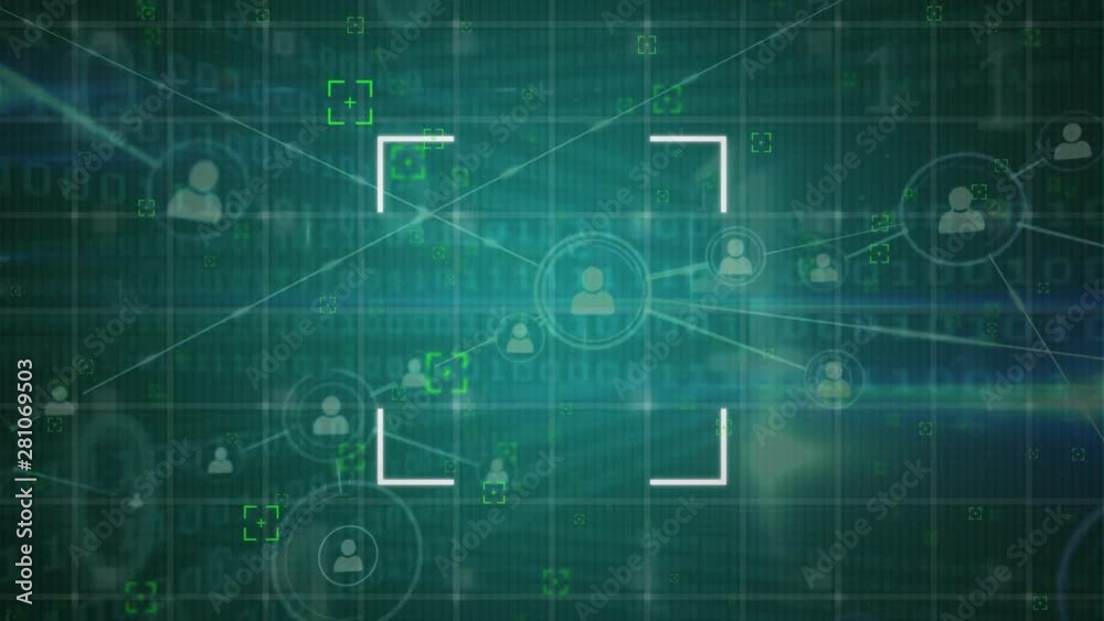 People icons connected by lines on green with binary numbers People icons connected by lines on green with binary numbers