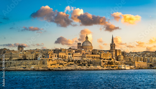 Sunset view of Valletta, the capital of Malta.