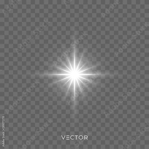 Star light flash, bright sparkle rays and Christmas shiny glitter. Vector starlight lens flare glow