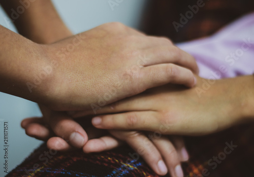 Family communion together, love for the next holding hands forever