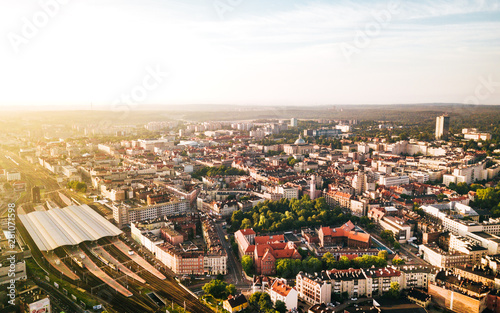 Obraz na płótnie Katowice Śródmieście z powietrza (wschód) w salonie