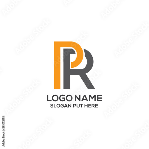 PR Or RP Letter logo design template