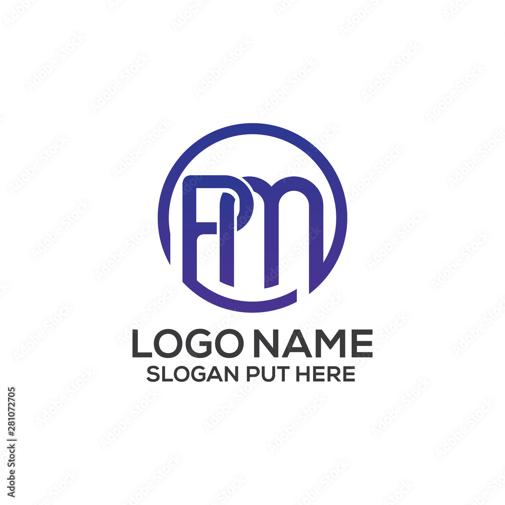 Obraz premium PM LETTER LOGO DESIGN TEMPLATE
