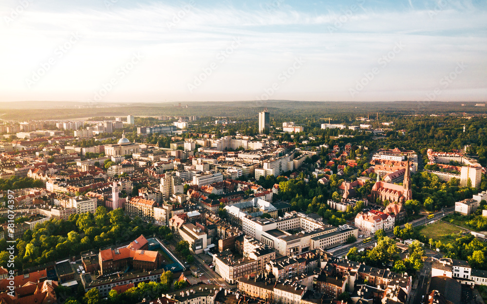 Katowice Śródmieście Panorama z powietrza (wschód)