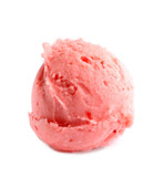 Scoop of delicious strawberry ice cream on white background