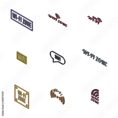 Set of 3D wireless icons, vector illustration.
