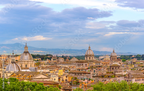 Amazing landscape with Rome, Italy with sunset light.