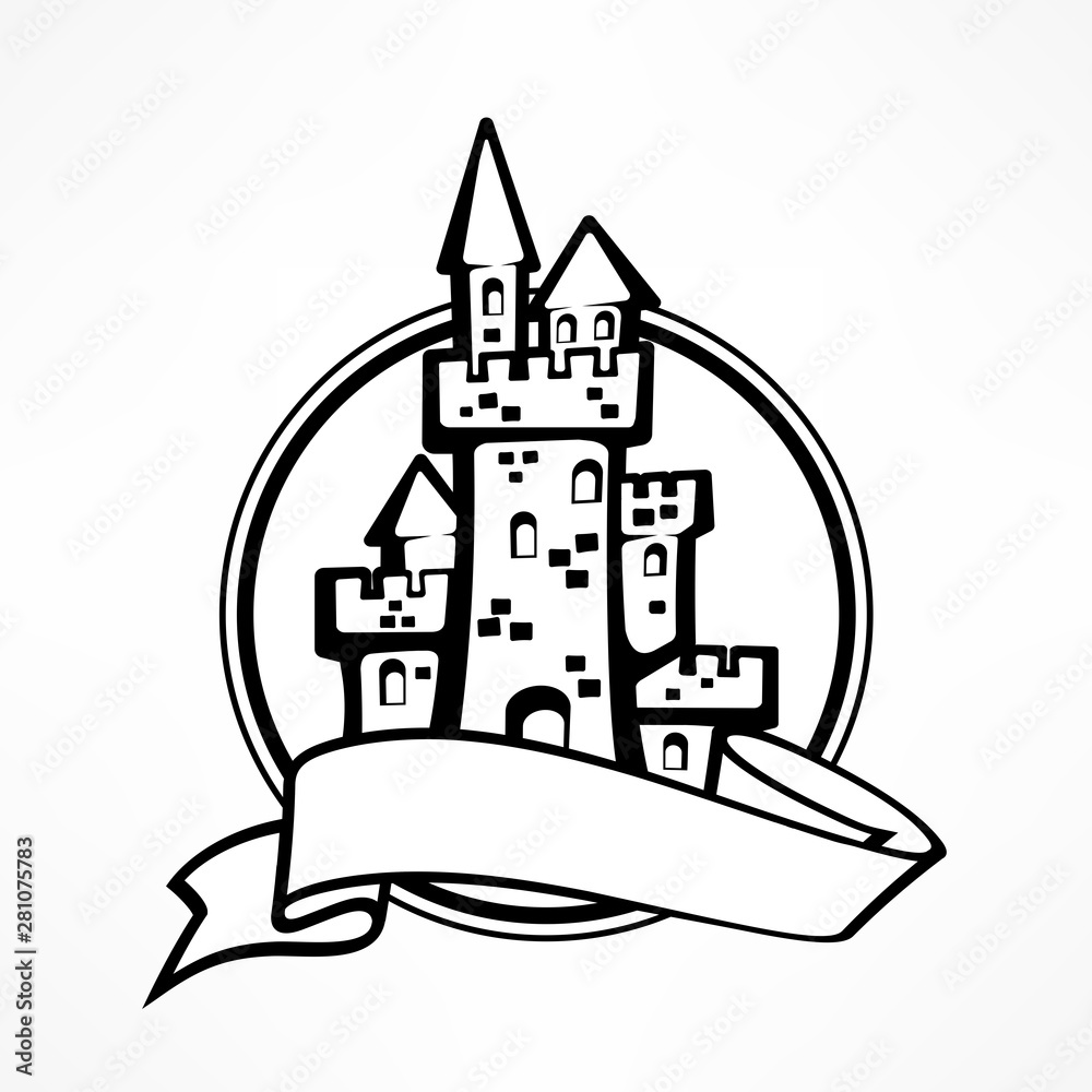 Round castle logo emblem on white