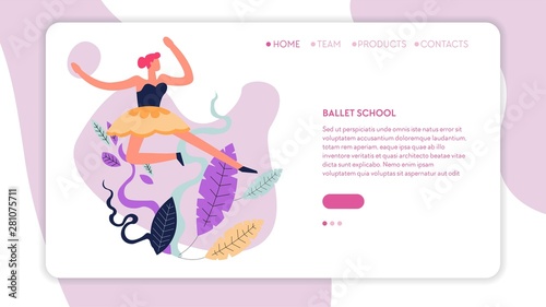 Ballet dancers girl jumping in tutu and pointes web page
