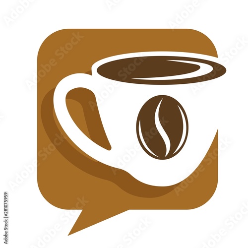 Coffee house hot drink in cup and bean isolated icon