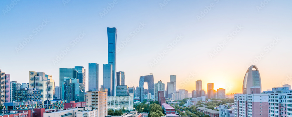 City skyscrapers in the sun in Beijing, China 