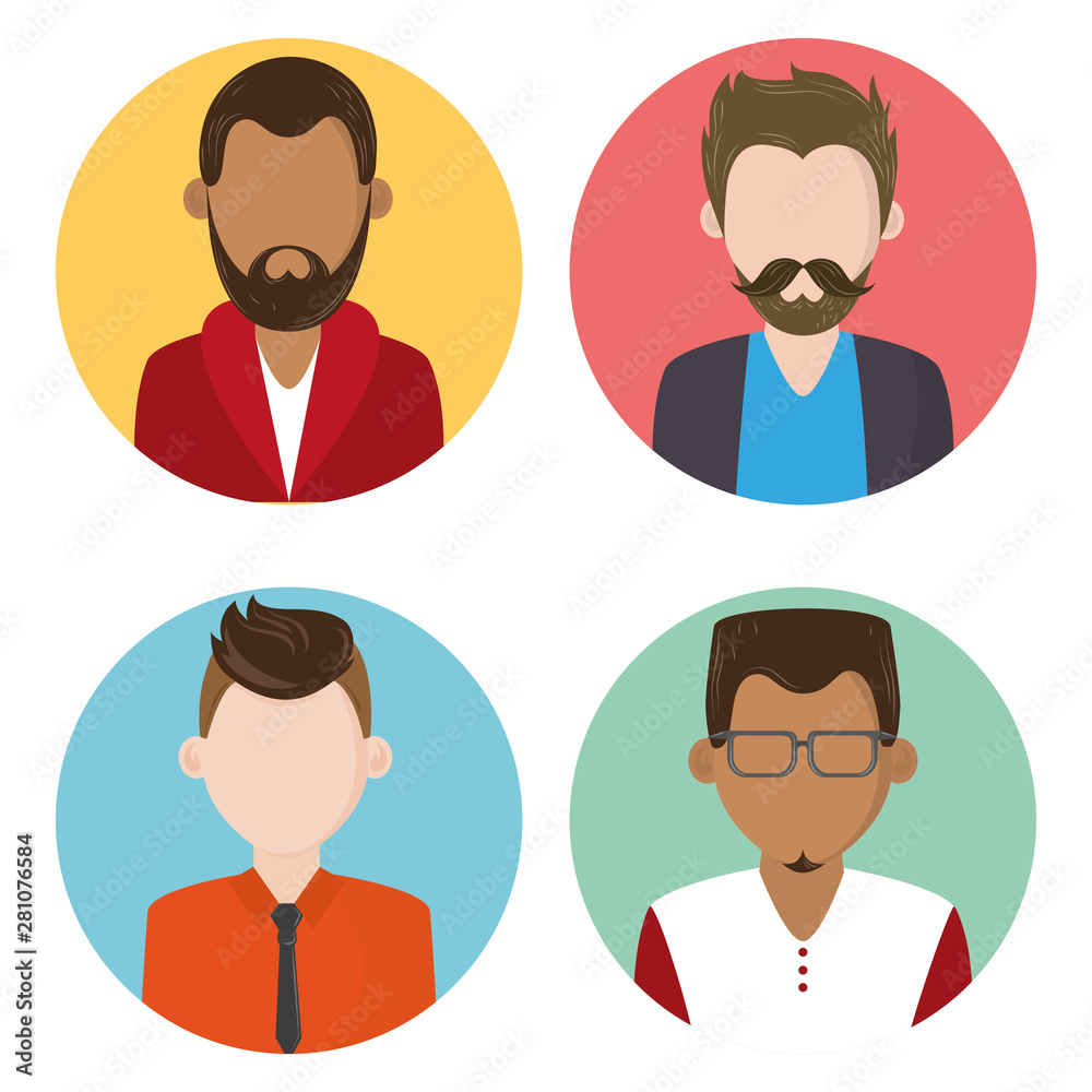 Set of people faceless characters icons