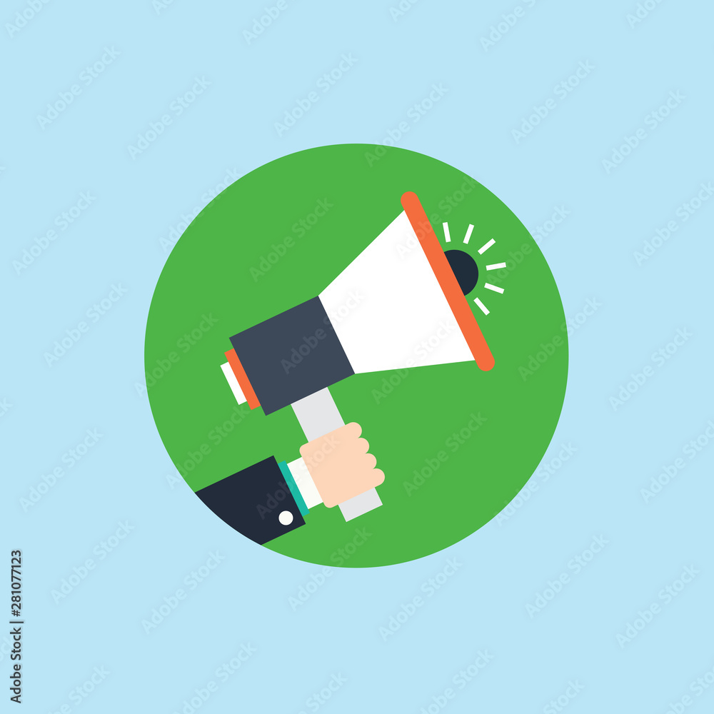 Megaphone in hand cartoon. Vector illustration Megaphone in hand cartoon. Vector illustration