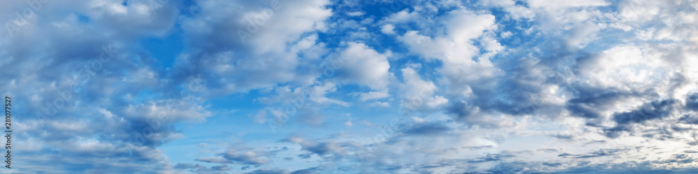 Panorama sky with cloud on a sunny day. Beautiful cirrus cloud.