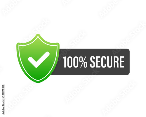 100 Secure grunge vector icon. Badge or button for commerce website. Vector illustration.