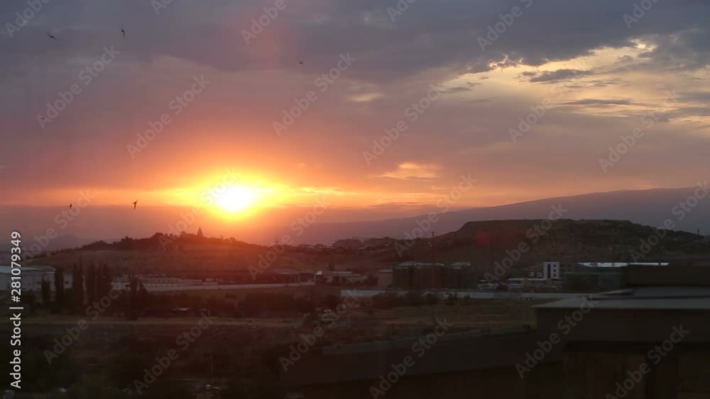 Sunset, clouds, birds, landscape, nature Sunset, clouds, birds, landscape, nature