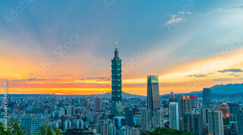 Taipei City Skyline in sunset