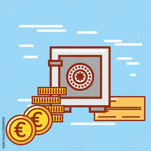 Money icon over blue background design