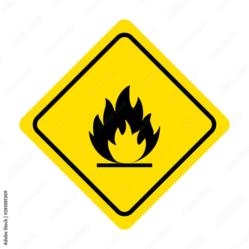 Flammable materials warning sign isolated on white background Flammable materials warning sign isolated on white background