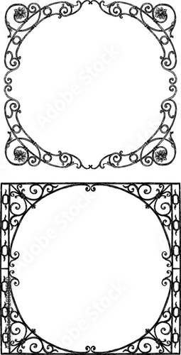 Vector drawings of ornate frames in the vintage style