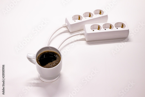 cup of coffee and electric power energy