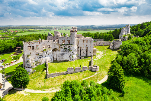 medieval castle ruins located in Ogrodzieniec, Poland