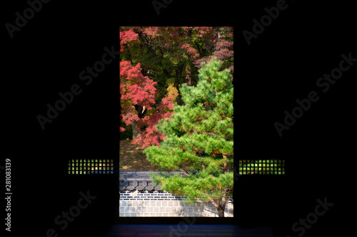 Seoul/South Korea-06.11.2016:The view of the window in Seoul Royal palace photo