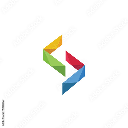 Colorful geometric polygonal arrow logo icon