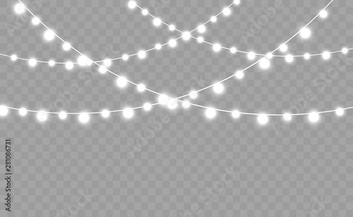 Christmas lights isolated on transparent background. Vector illustration.