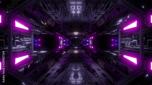 futuristic science-fiction tunnel corridor 3d illustration background wallpaper