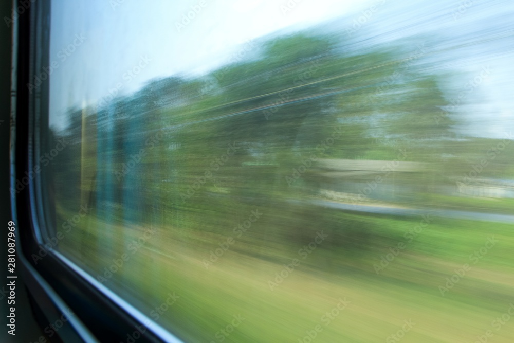 Scenery from the right side window while sit in the running train. Scenery from the right side window while sit in the running train.