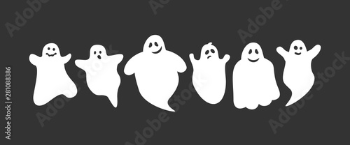 Fotografie, Obraz cute cartoon ghosts set on black background