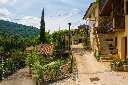Fototapeta Naklejka Na Ścianę i Meble -  The small historic hill village of Drenchia Inferiore in Friuli-Venezia Giulia, north east Italy