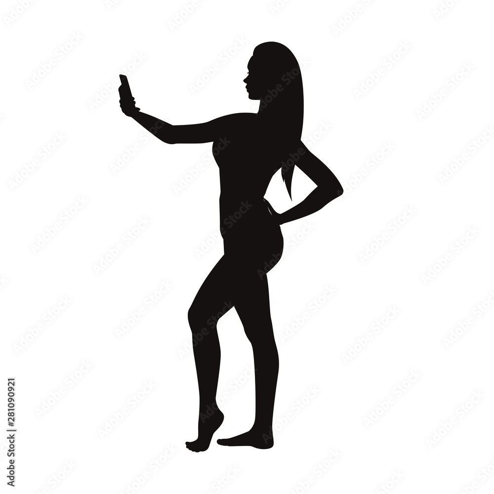 Girl Taking Selfie Silhouette