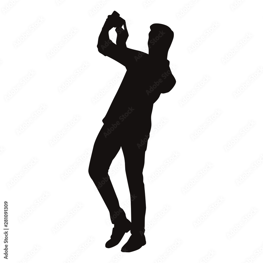 Man Taking Selfie Silhouette Man Taking Selfie Silhouette