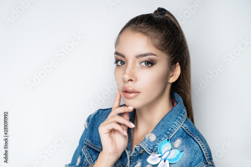 woman massive flower brooch