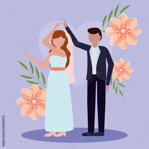 Couple of bride and groom avatar design