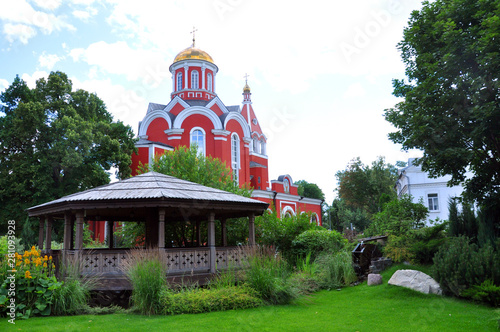 Beautiful Church of the Annunciation of the Most Holy Theotokos in Petrovsky Park in Moscow