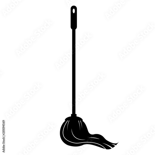 Vector design of mop and stick icon, logo isolated on white background