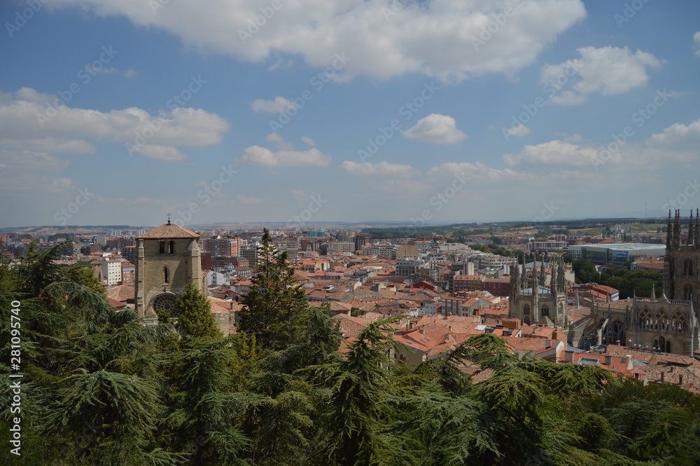 Panoramic Views Of The City From The Ruined Medieval Castle In Burgos. August 28, 2013. Burgos, Castilla Leon, Spain. Vacation Nature Street Photography.