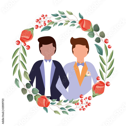 Gay wedding couple vector design