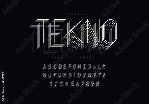 Thin geometric font design. Eps10 vector.
