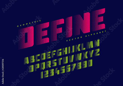 Bold sportive font design. Alphabet and numbers. Eps10 vector.